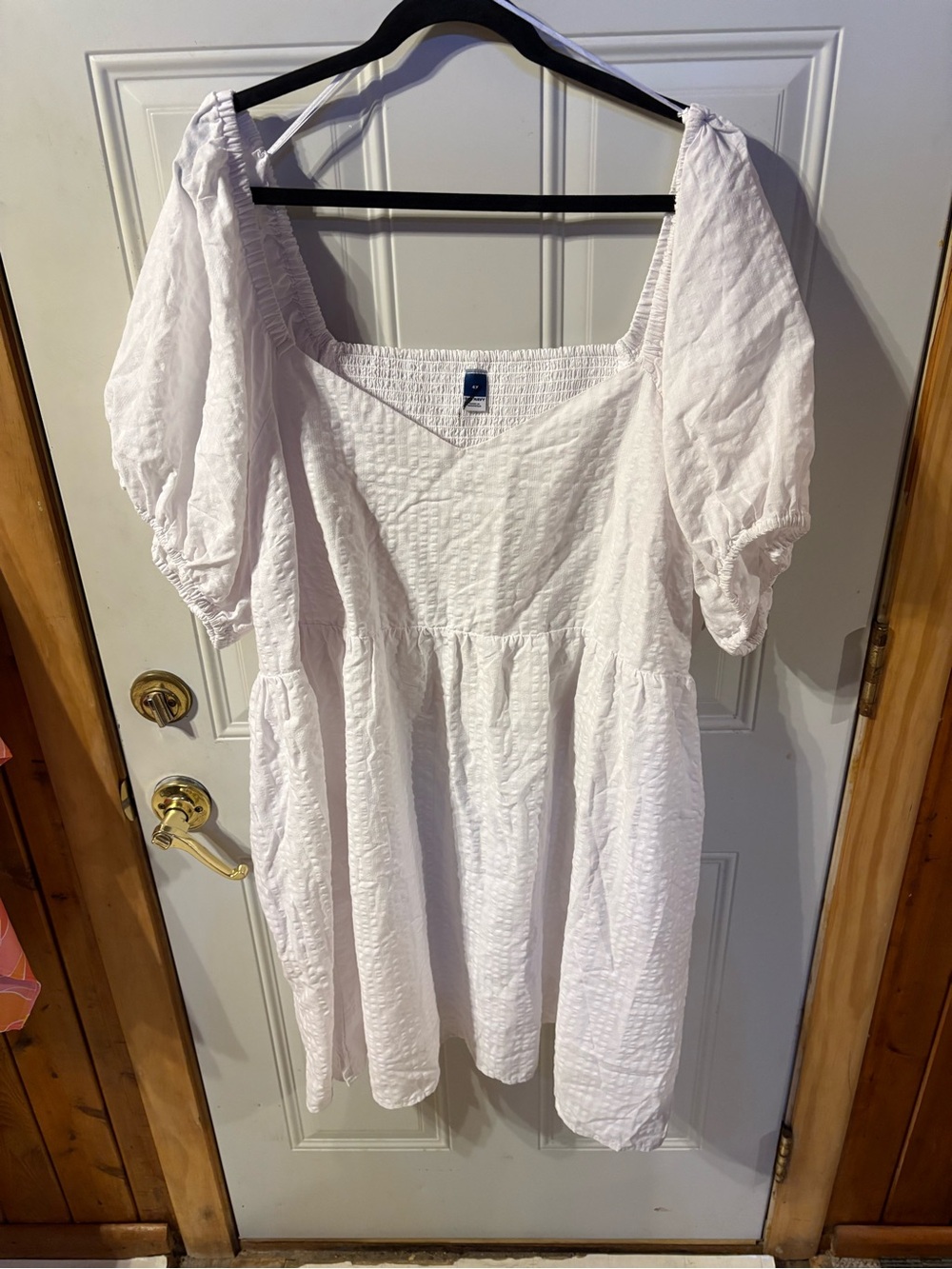Old Navy White Puff Sleeve Textured Dress